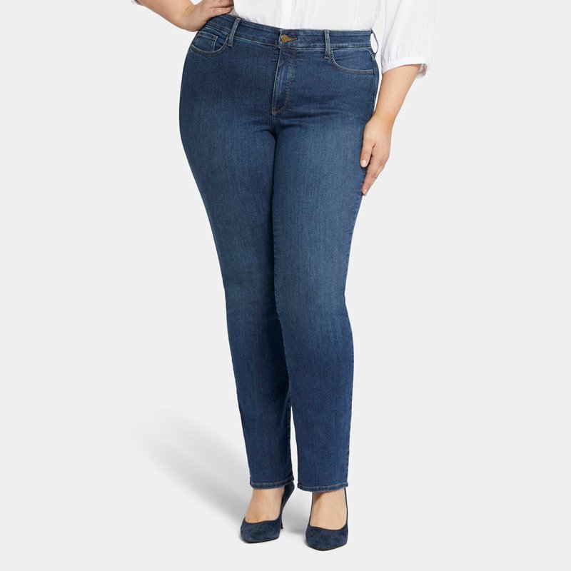 Nydj Marilyn Straight Jeans In Plus Size In Blue