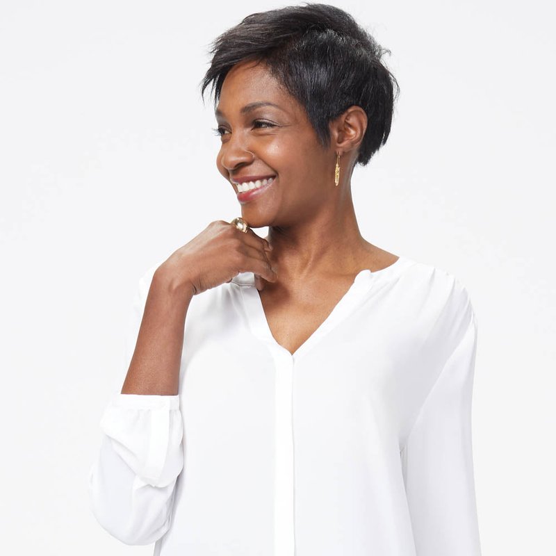 Nydj Pintuck Blouse In Petite In White