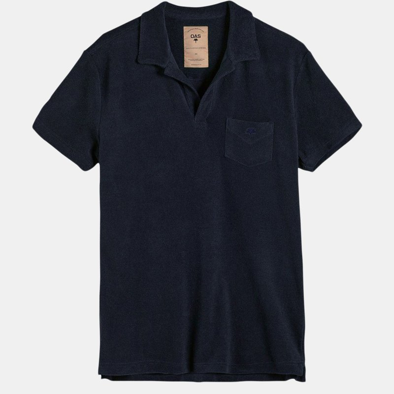 Oas Solid Terry Polo In Blue