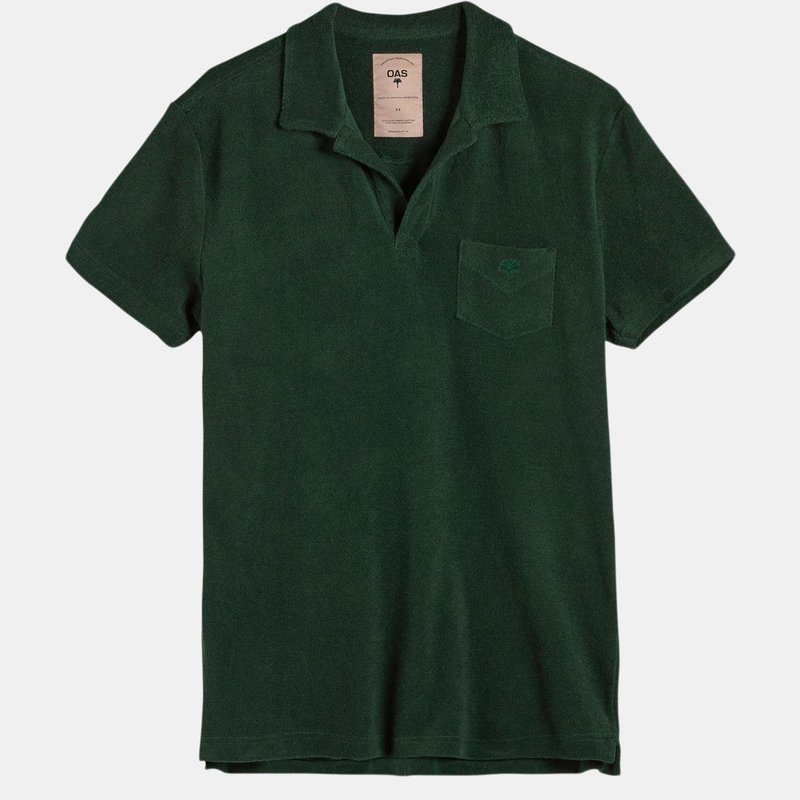 Oas Solid Terry Polo In Green
