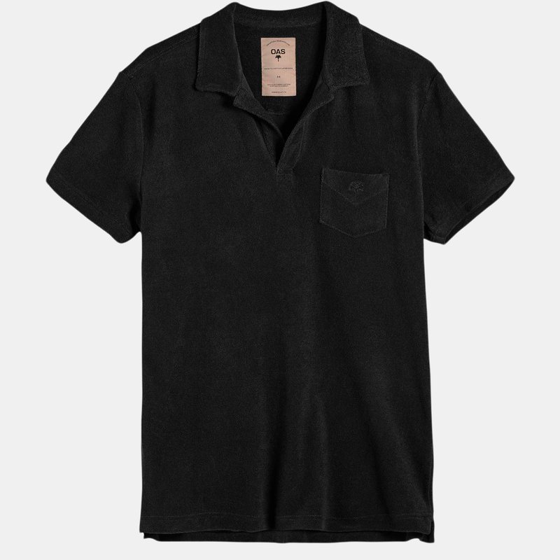 Shop Oas Solid Terry Polo In Black