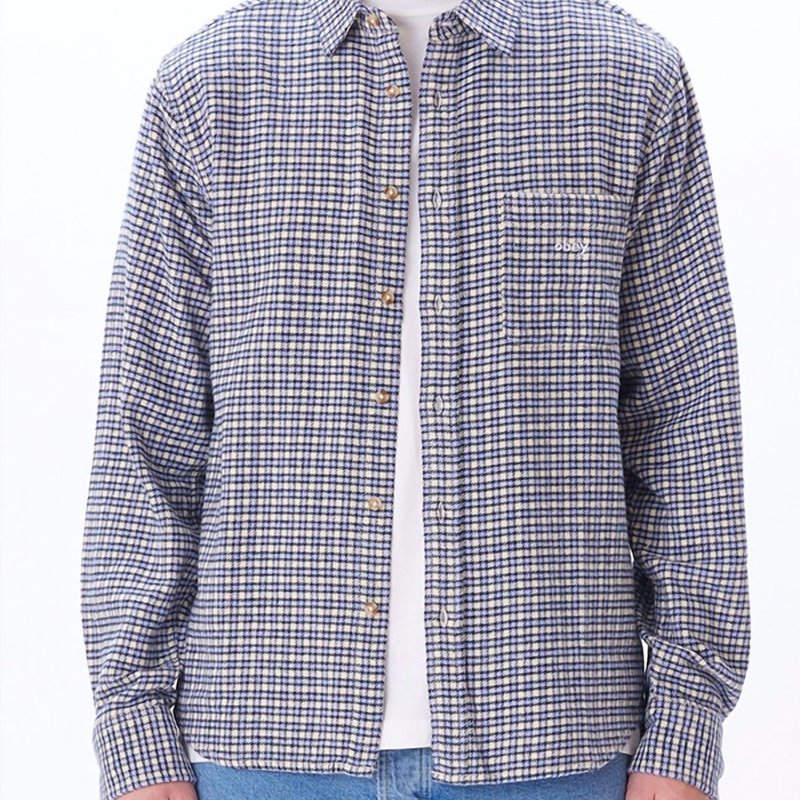 Obey Lenny Woven Shirt In Blue