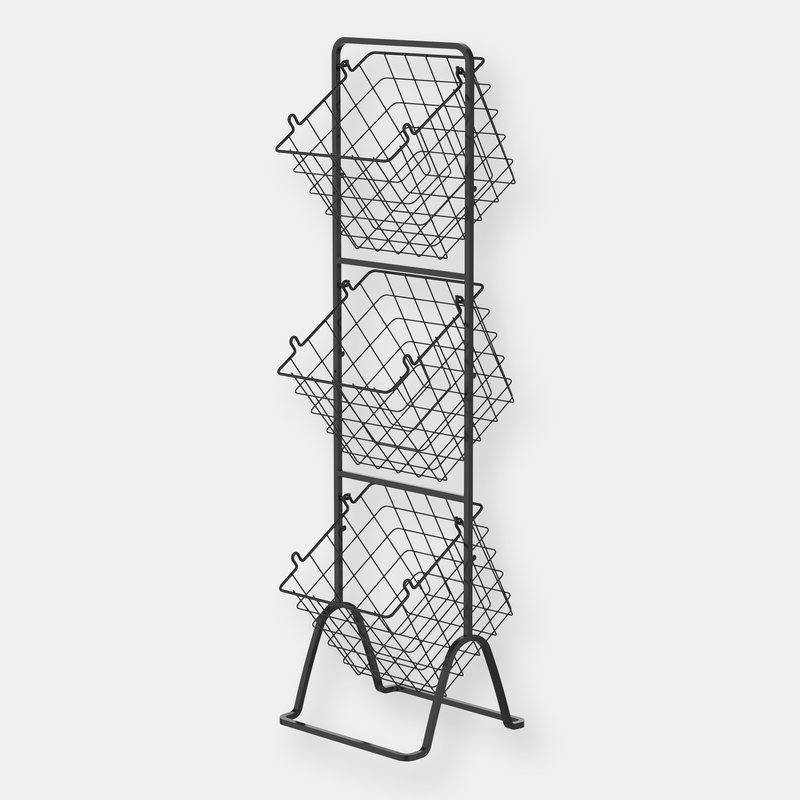 Oceanstar 3-tier Metal Wire Storage Basket Stand With Removable Baskets In Black