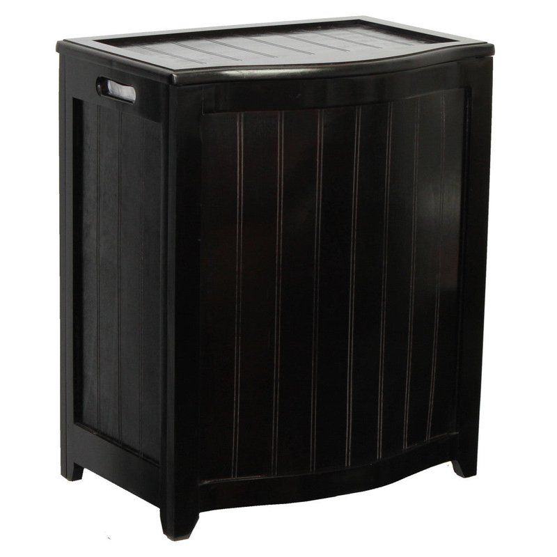 OCEANSTAR OCEANSTAR MAHOGANY FINISHED BOWED FRONT LAUNDRY WOOD HAMPER WITH INTERIOR BAG BHP0106MH