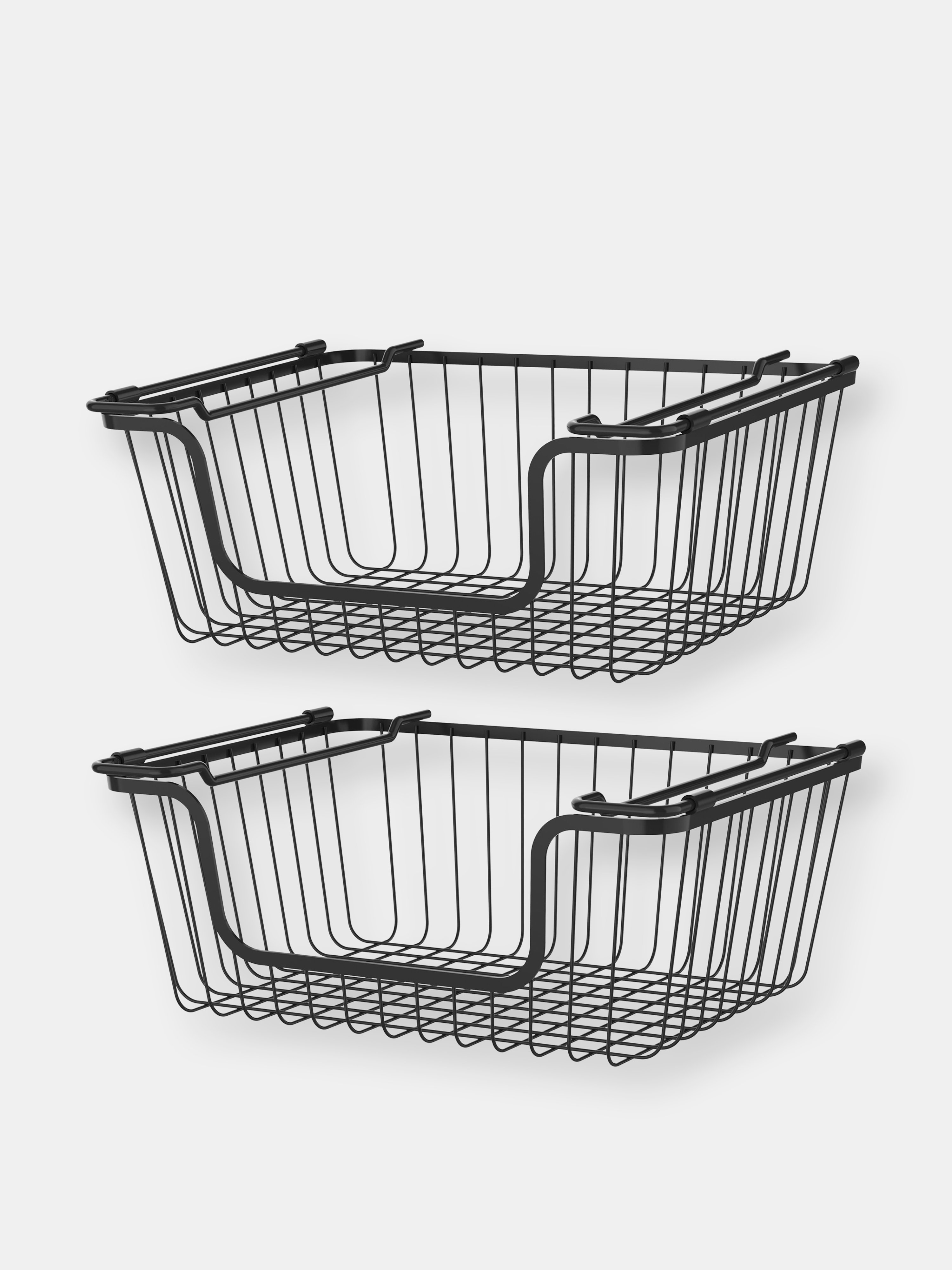 Oceanstar Stackable Metal Wire Storage Basket Set For Pantry, Countertop, Kitchen Or Bathr In Black