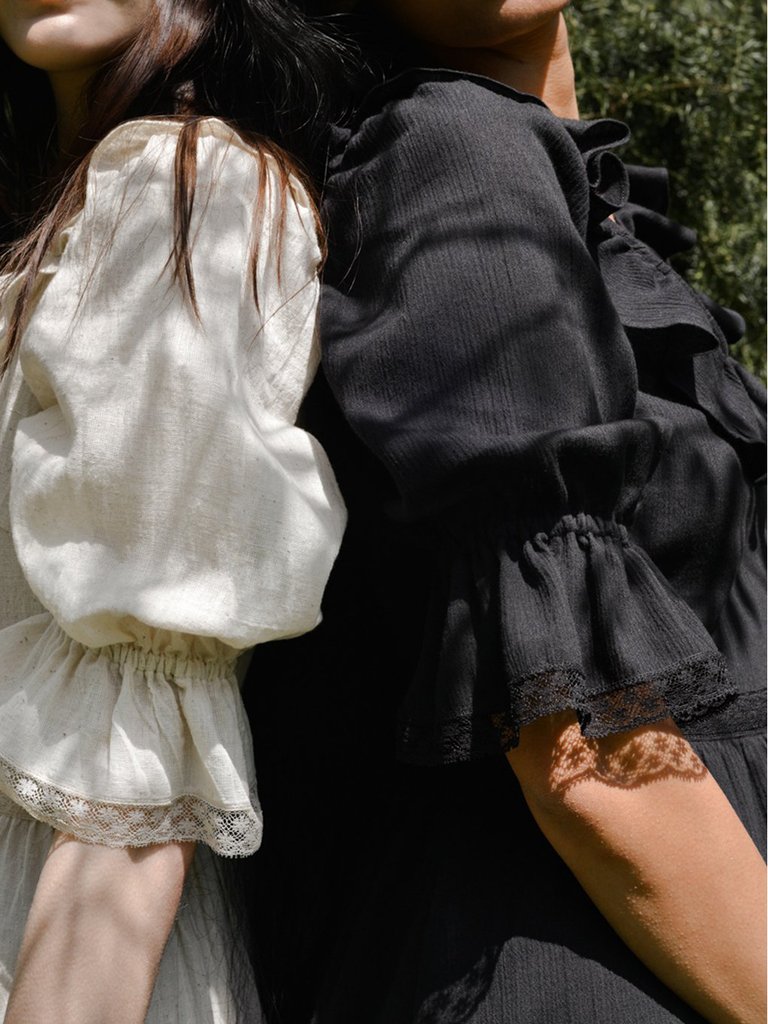 Evangeline Dress in Black Organic Cotton Crepe
