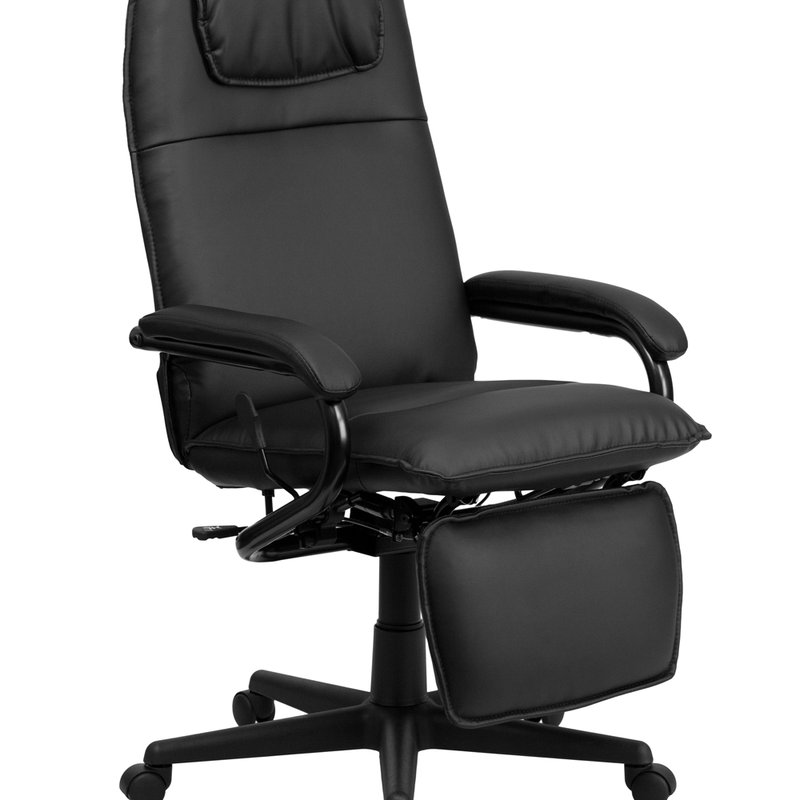 Offex High Back Black Leathersoft Executive Reclining Ergonomic Swivel Office Chair With Arms