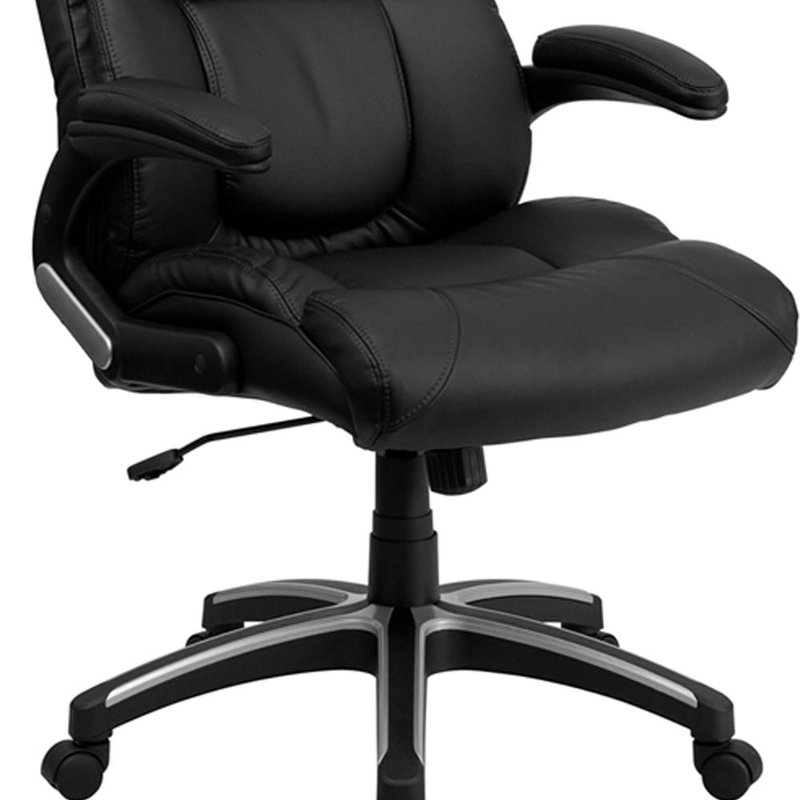 Offex High Back Black Leathersoft Executive Swivel Office Chair With Double Layered Headrest And Ope