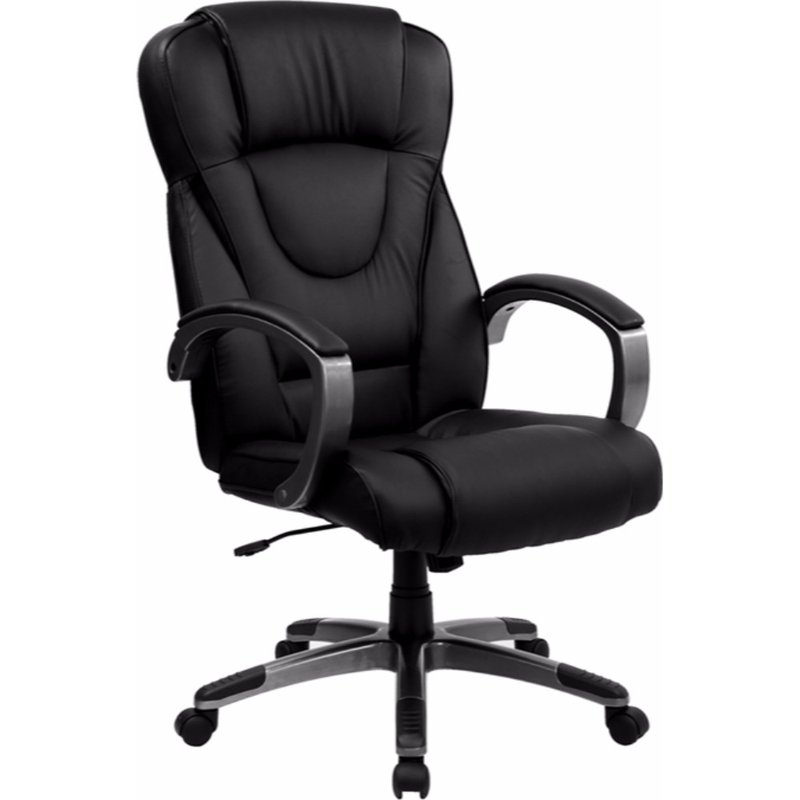 Offex High Back Black Leathersoft Executive Swivel Office Chair With Titanium Nylon Base And Loop Ar