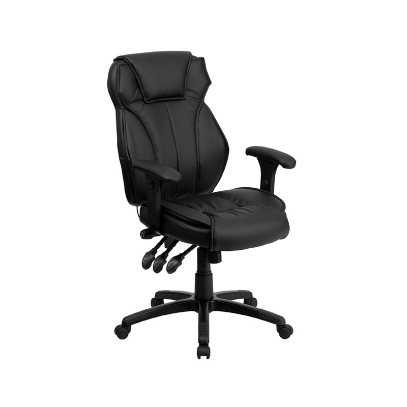 Offex High Back Black Leathersoft Multifunction Executive Swivel Ergonomic Office Chair With Lumbar