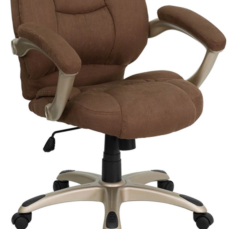 Offex High Back Brown Microfiber Contemporary Executive Swivel Ergonomic Office Chair With Arms