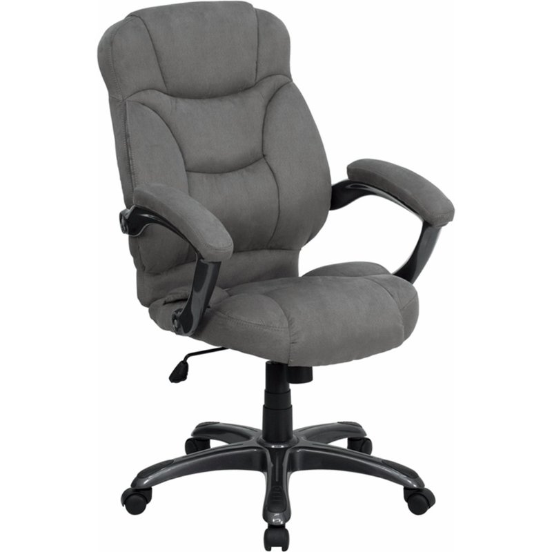 Offex High Back Gray Microfiber Contemporary Executive Swivel Ergonomic Office Chair With Arms