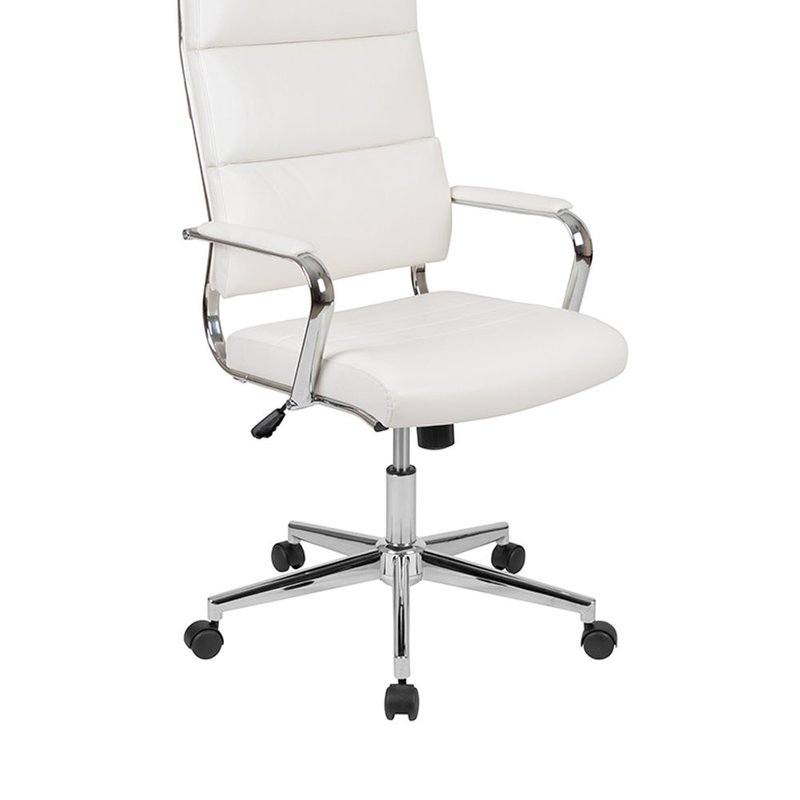 Offex High Back White Leathersoft Contemporary Panel Executive Swivel Office Chair