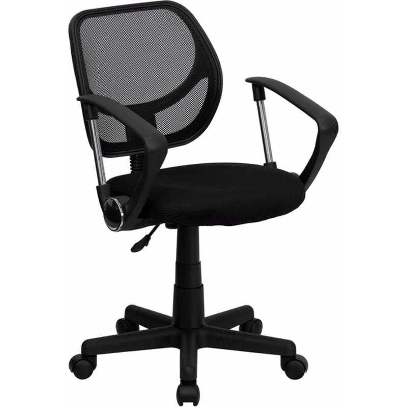 Offex Low Back Black Mesh Swivel Task Office Chair With Curved Square Back And Arms