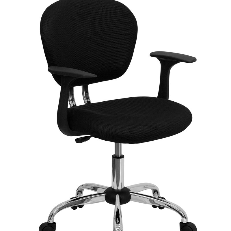 Offex Mid-back Black Mesh Padded Swivel Task Office Chair With Chrome Base And Arms