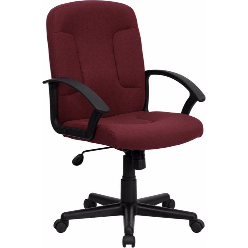 Offex Mid-back Burgundy Fabric Executive Swivel Office Chair With Nylon Arms