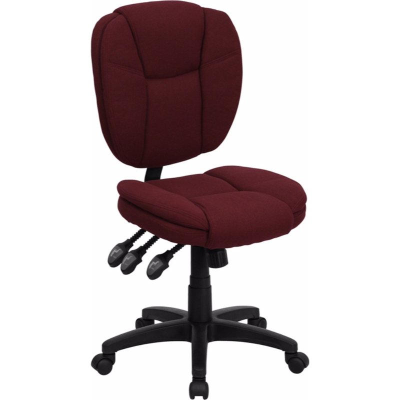 Offex Mid-back Burgundy Fabric Multifunction Swivel Ergonomic Task Office Chair With Pillow Top Cush