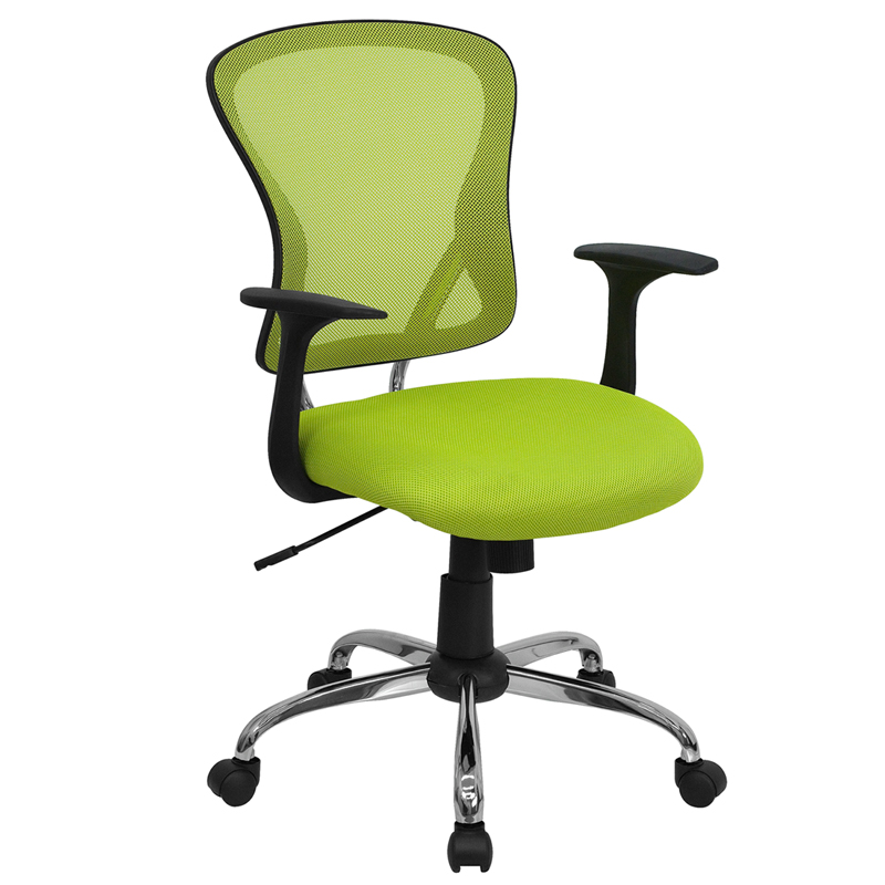Offex Mid-back Green Mesh Swivel Task Office Chair With Chrome Base And Arms