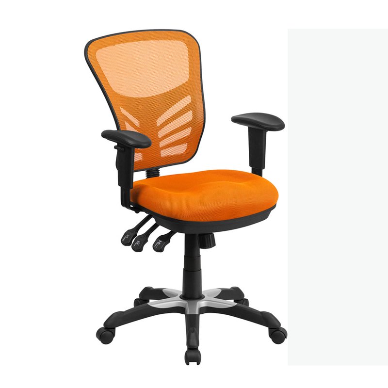Offex Mid-back Orange Mesh Multifunction Executive Swivel Ergonomic Office Chair With Adjustable Arm