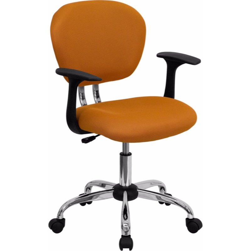 Offex Mid-back Orange Mesh Padded Swivel Task Office Chair With Chrome Base And Arms