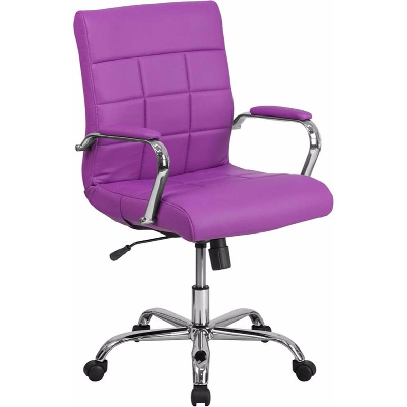 Offex Mid-back Purple Vinyl Executive Swivel Office Chair With Chrome Base And Arms