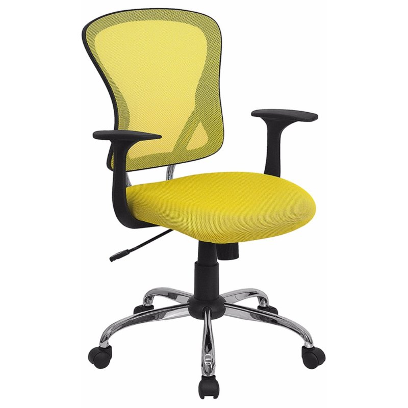 Offex Mid-back Yellow Mesh Swivel Task Office Chair With Chrome Base And Arms