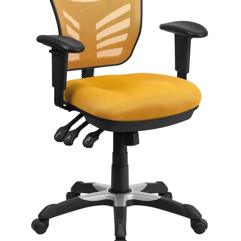 Offex Mid-back Yellow-orange Mesh Multifunction Executive Swivel Ergonomic Office Chair With Adjusta