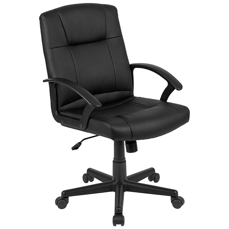 Offex Fundamentals Mid-back Black Leathersoft-padded Task Office Chair With Arms, Bifma Certif