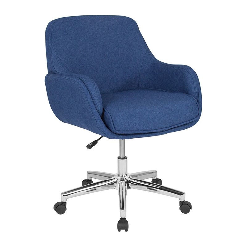 Offex Rochelle Home And Office Upholstered Mid-back Chair In Blue Fabric