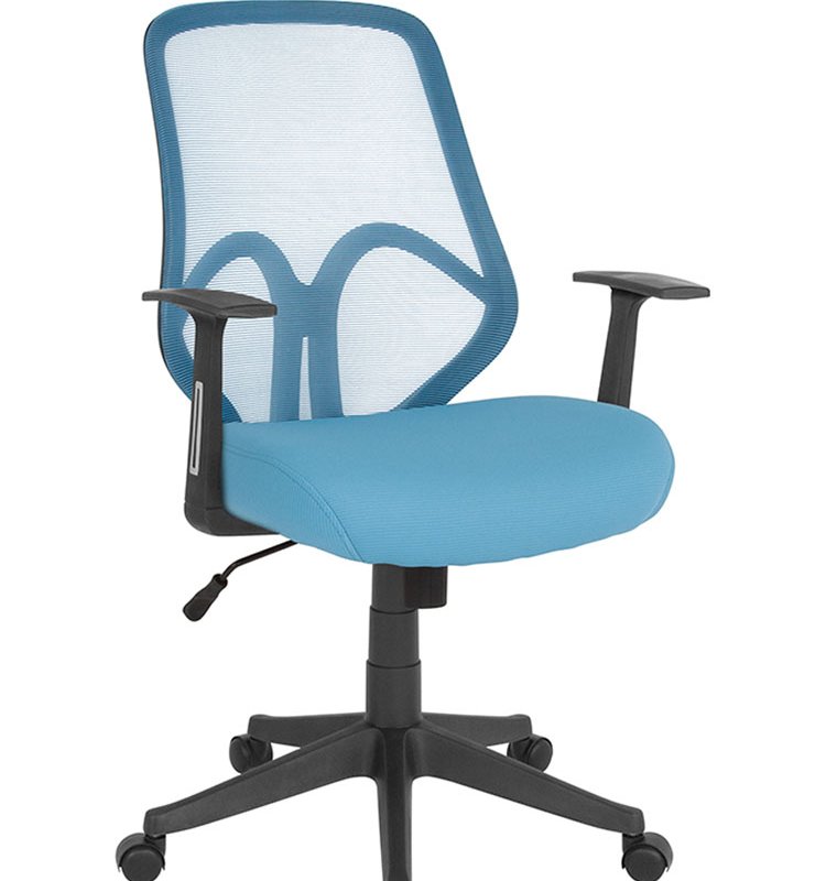 Offex Salerno Series High Back Light Blue Mesh Office Chair With Arms