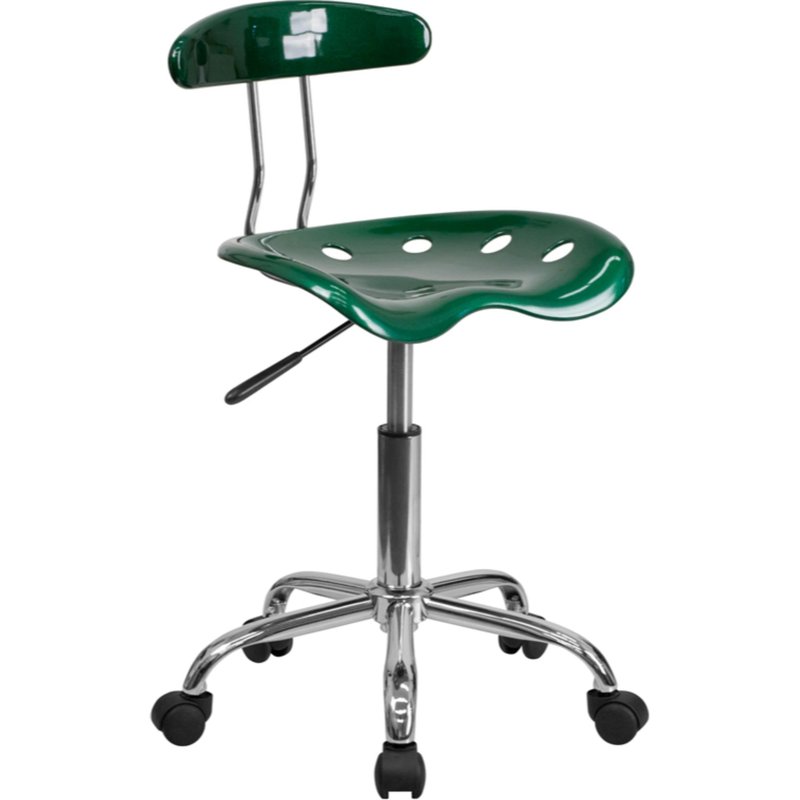 Offex Vibrant Green And Chrome Swivel Task Office Chair With Tractor Seat