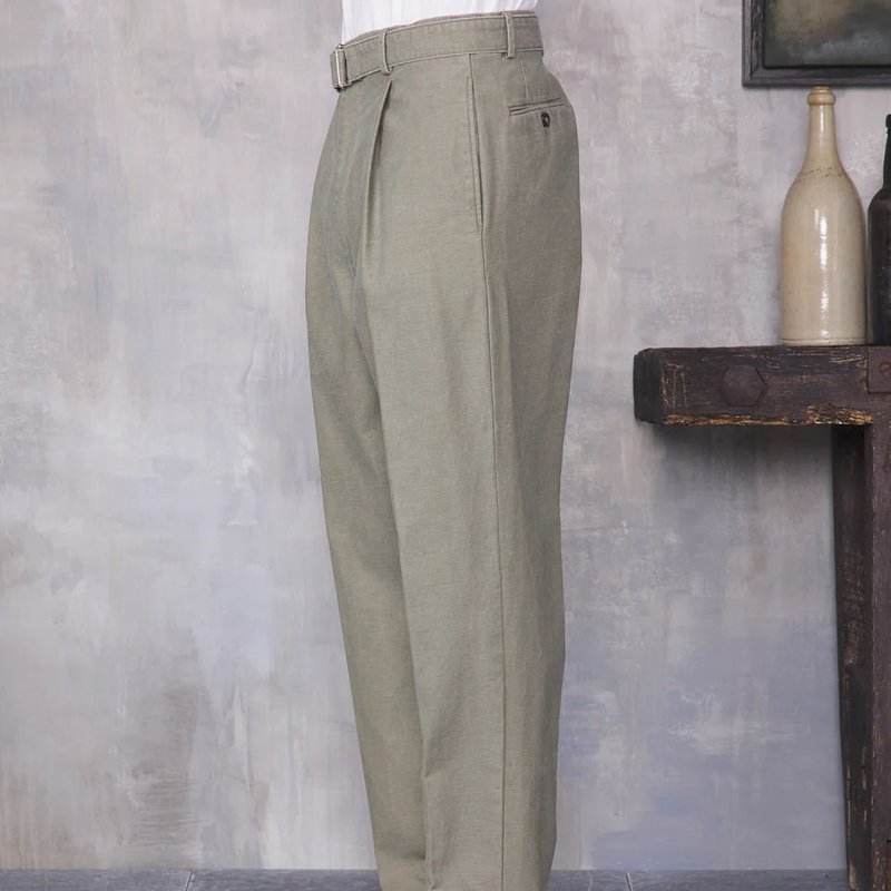 Shop Officine Generale Hugo Pts Japanese Cotton Twill Slub Olive Pant In Green