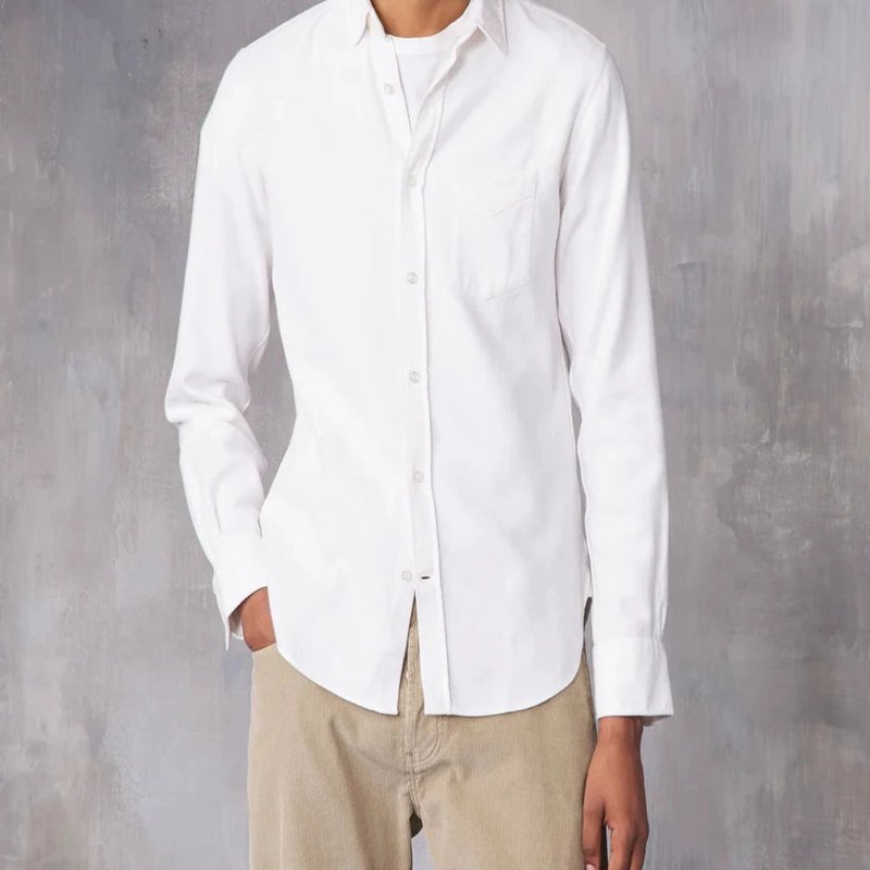 Shop Officine Generale Lipp Pgmt Dye Itl Cotton Ecru Shirt In White