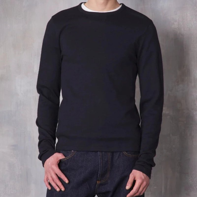 Officine Generale Long-sleeves Tee-shirt Double Face Felted Wool In Blue