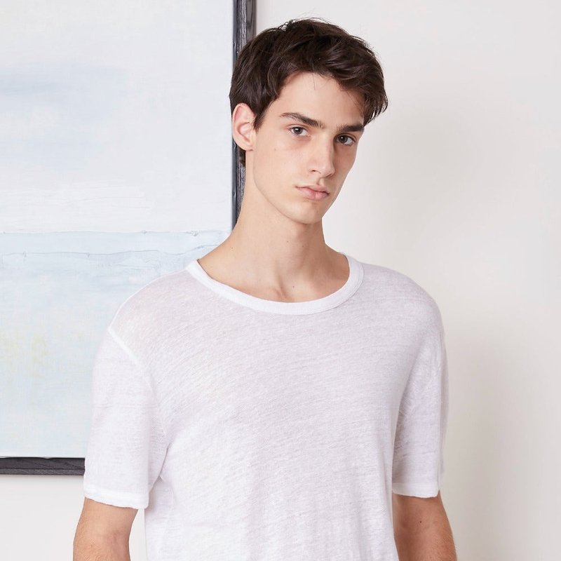 Shop Officine Generale Short Sleeve Tee Piece Dyed French Linen In White