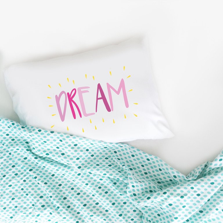 Dream Colorful Pillowcase - Pink/Yellow