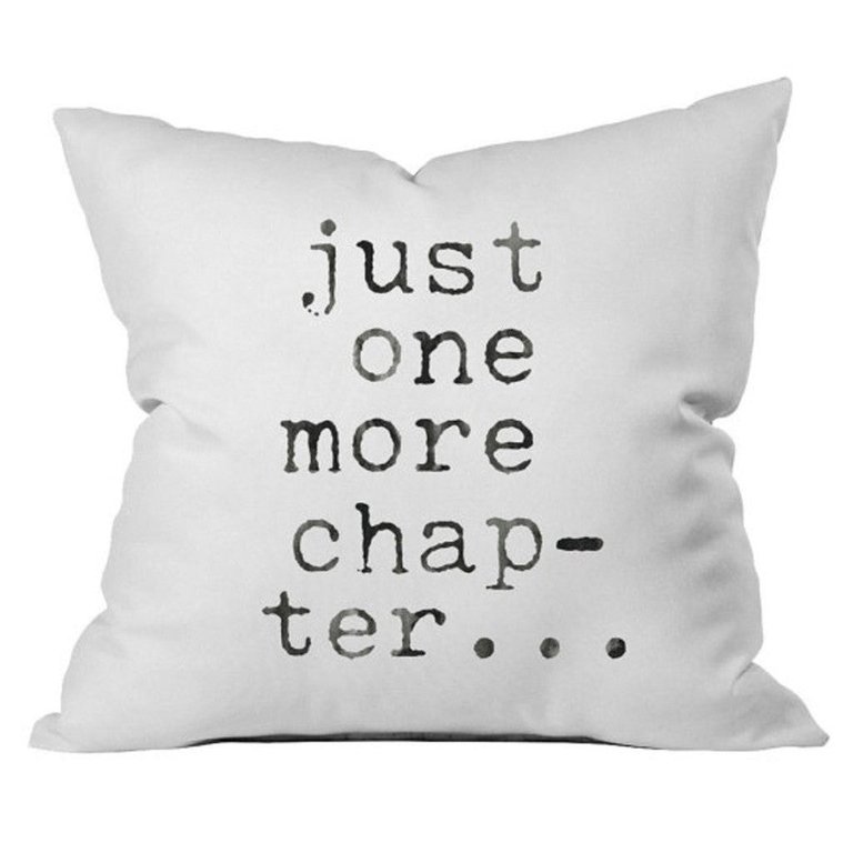 Just One More Chapter Throw Pillow Cover - White