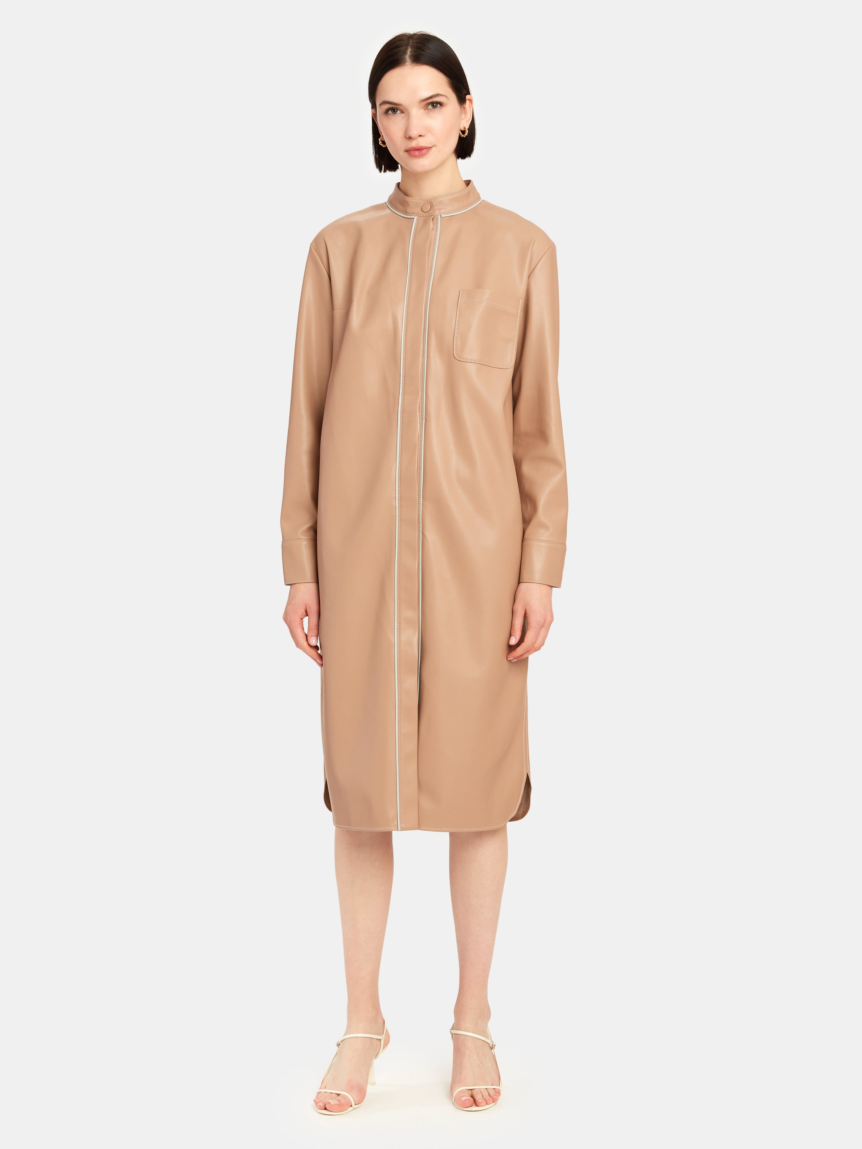 Olenich Contrasting Long Shirt In Milky Cocoa