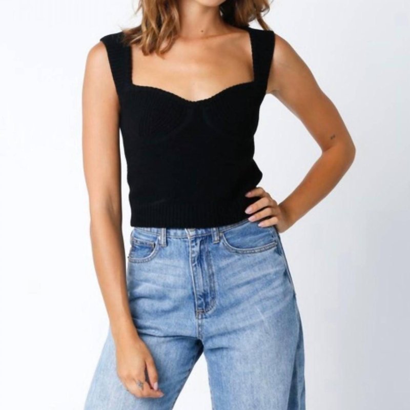 Shop Olivaceous Bustier Sweater Top In Black