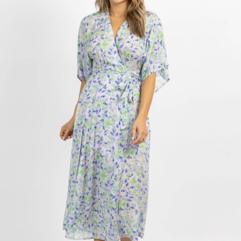 Shop Olivaceous Floral Wrapped Midi Dress In Blue
