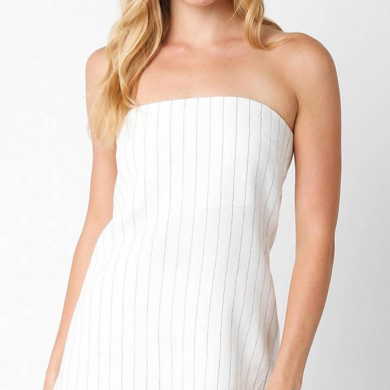 Olivaceous Longline Pinstripe Tube Top In White