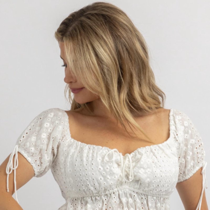 Shop Olivaceous Meadow Eyelet Off-shoulder Blouse In White