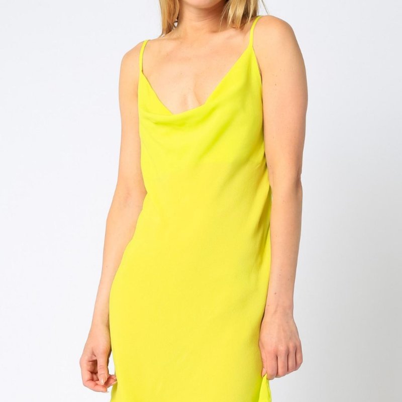 Shop Olivaceous Neon Cowl Neck Mini Dress In Yellow