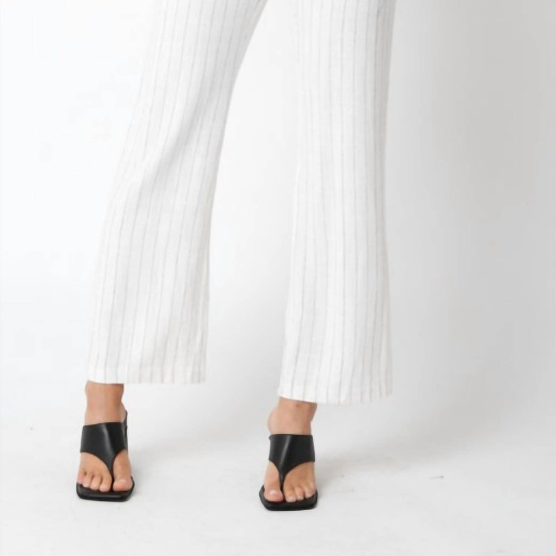 Shop Olivaceous Pinstripe Pants In Ivory/black In White