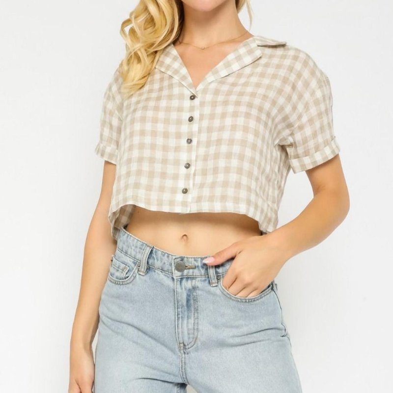 Shop Olivaceous Plaid Gingham Crop Top In White