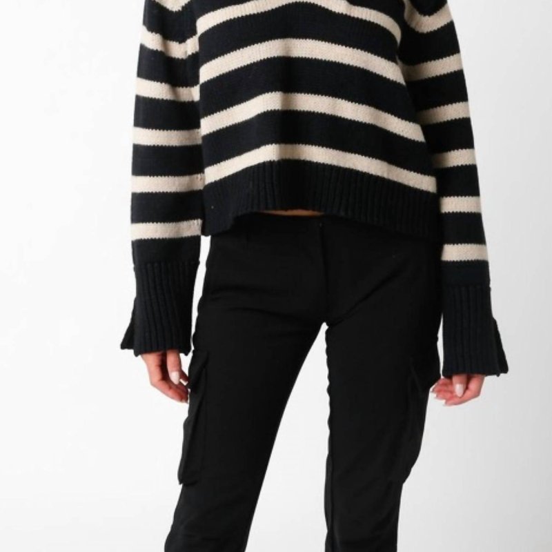 Shop Olivaceous Striped Sweater In Black