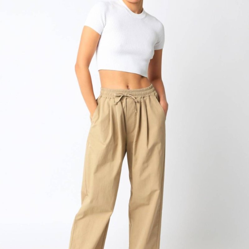 Shop Olivaceous Twill Wide Leg Pants In Brown