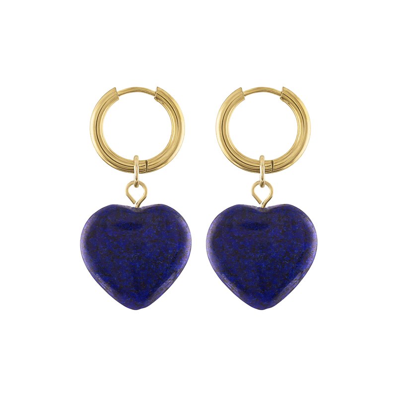 Olivia Le Adele Stone Heart Hoop Earrings In Blue