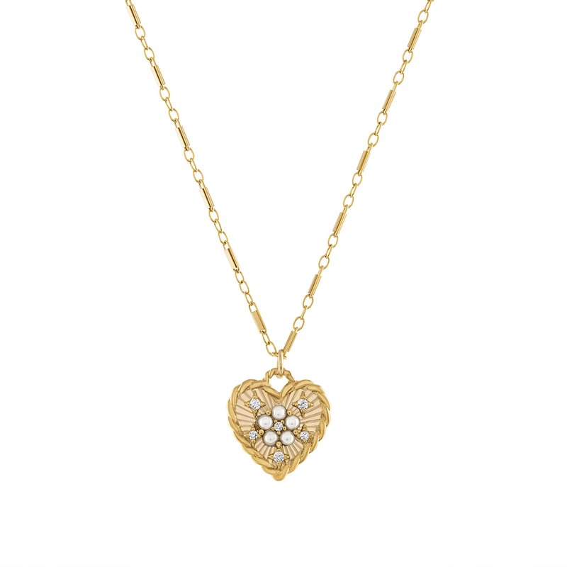 Olivia Le Bella Heart Pearl Necklace In Gold