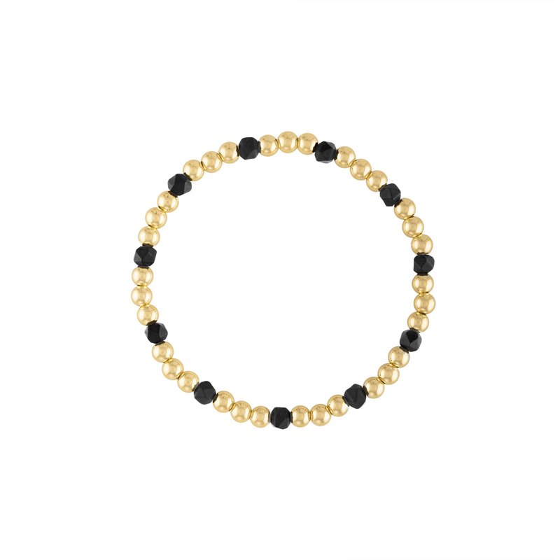Olivia Le Black Matte Onyx Gemstone Gold Bubble Bead Bracelet
